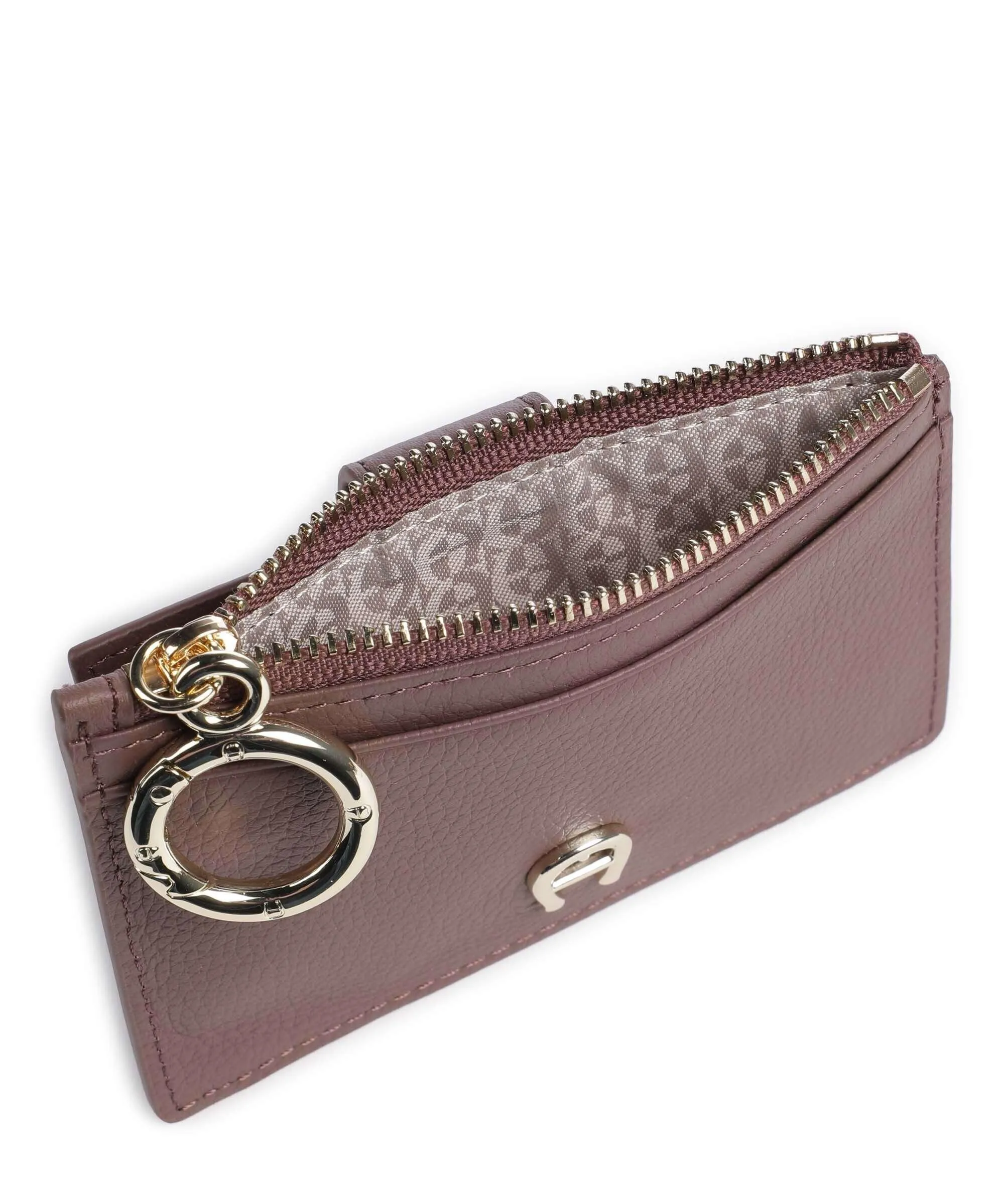  Aigner Zita Porta carte di credito pelle di vacchetta grana marrone  