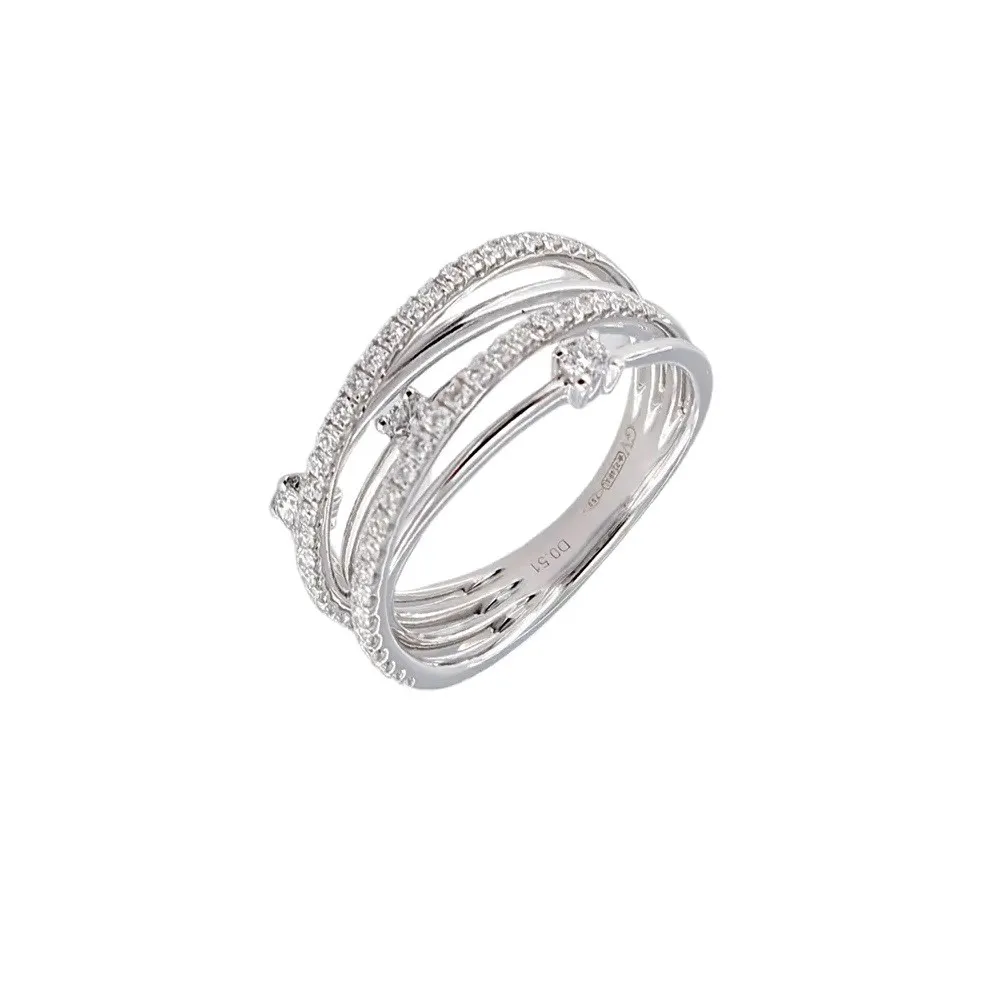 Anello Veretta in Oro Bianco 18 kt. e Diamanti Giorgio Visconti