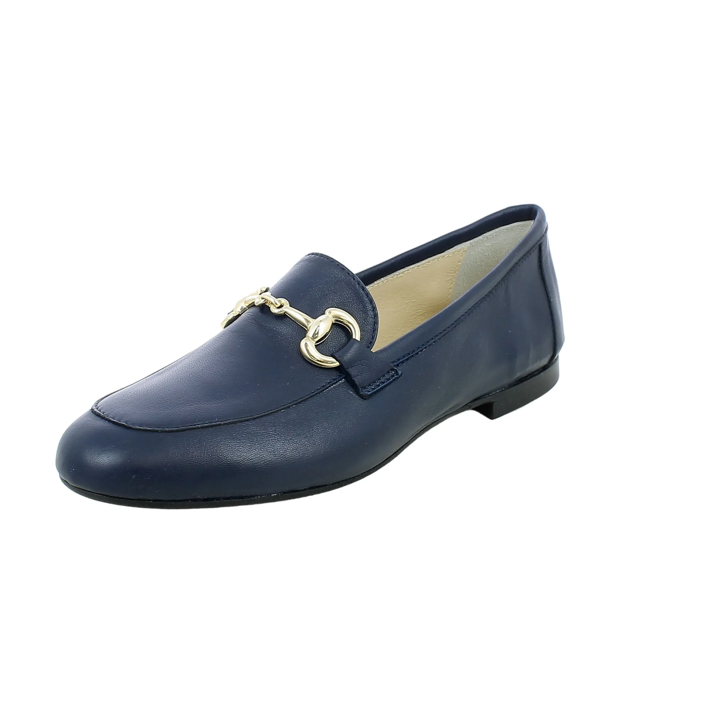 BRAND  Mocassino blu con cinghia oro 