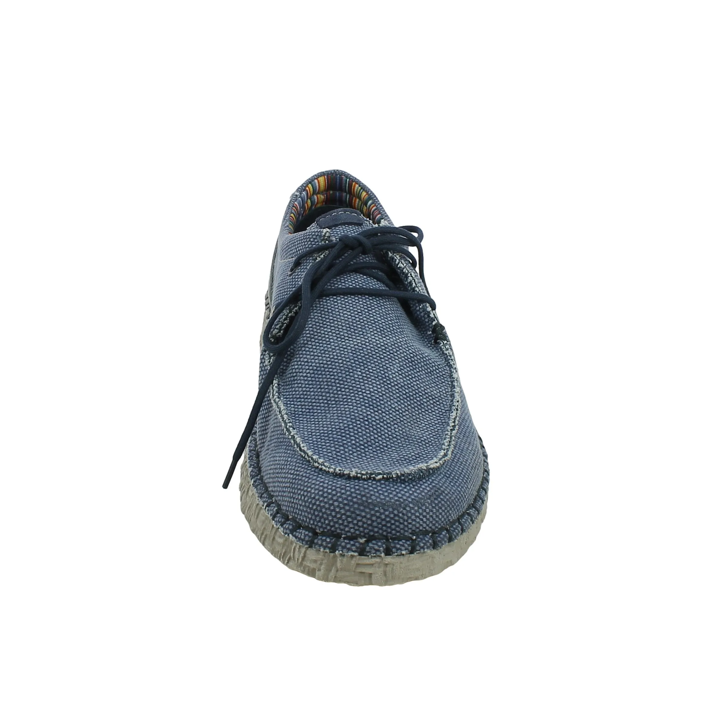 BRAND  Mocassino con Laccio in Tessuto Blu 