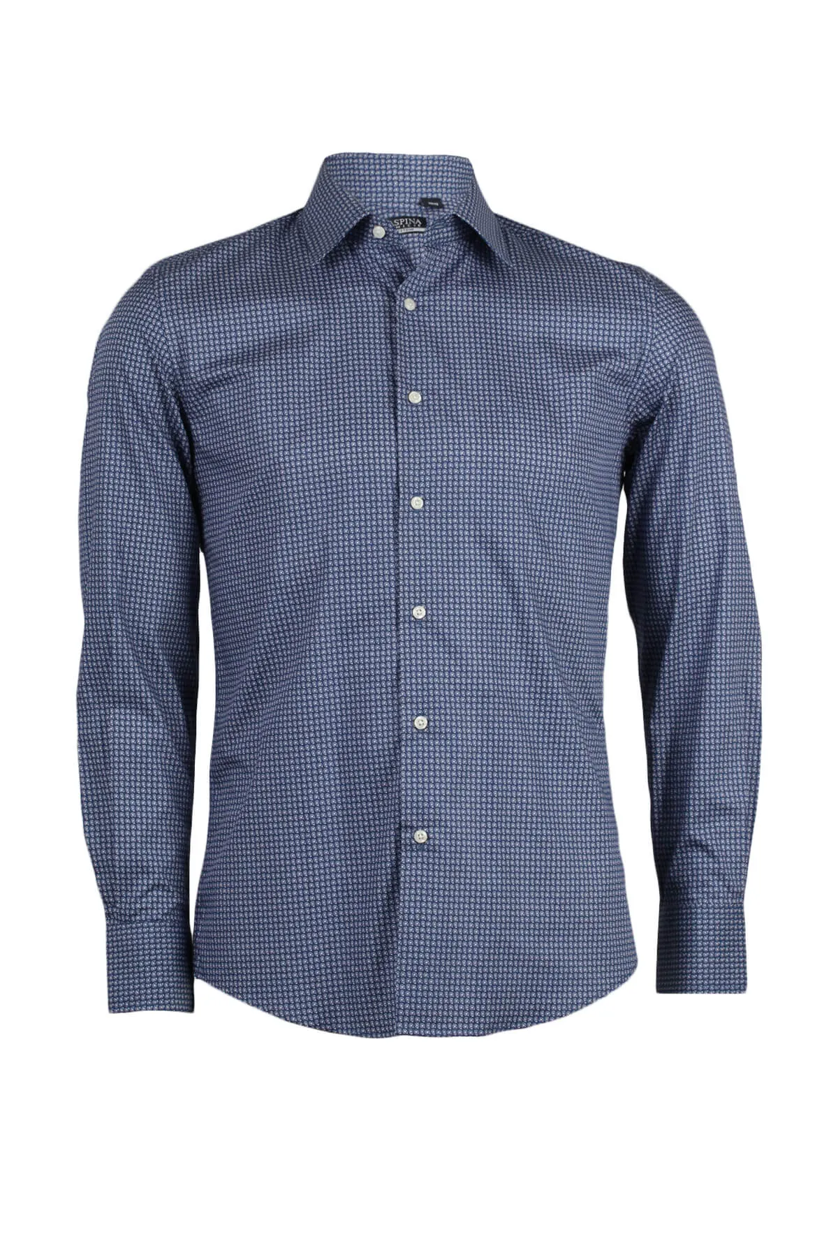 Camicia da uomo con fantasia geometrica a contrasto