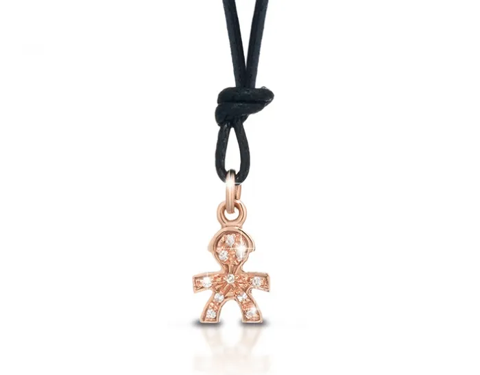 Ciondolo Le Bebè - i mini - maschietto con pavè di brillanti in oro rosa anche per anello Le Bebè