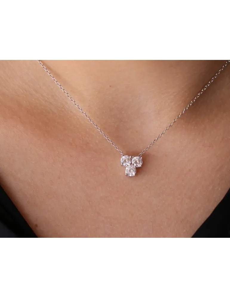 Collana argento 925 trilogy donna ciondolo 3 zirconi bianchi donna