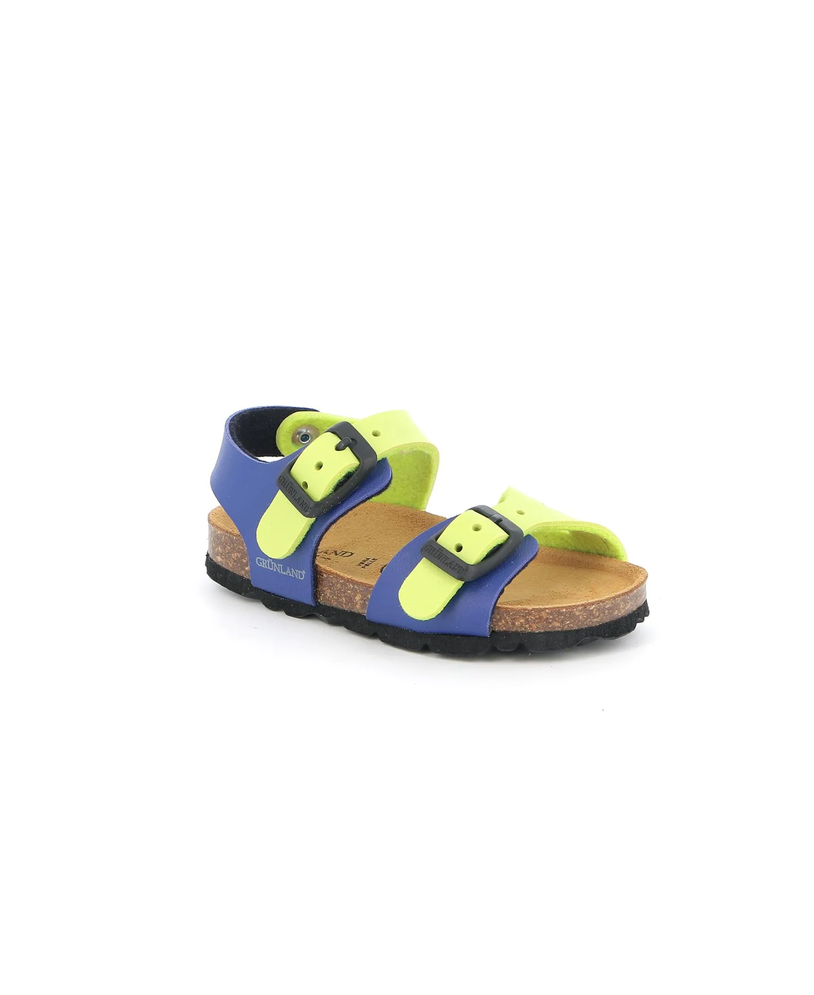 GRUNLAND ARIA SB0027 royal lime sandalo bambino fibbie birk plantarino anatomico