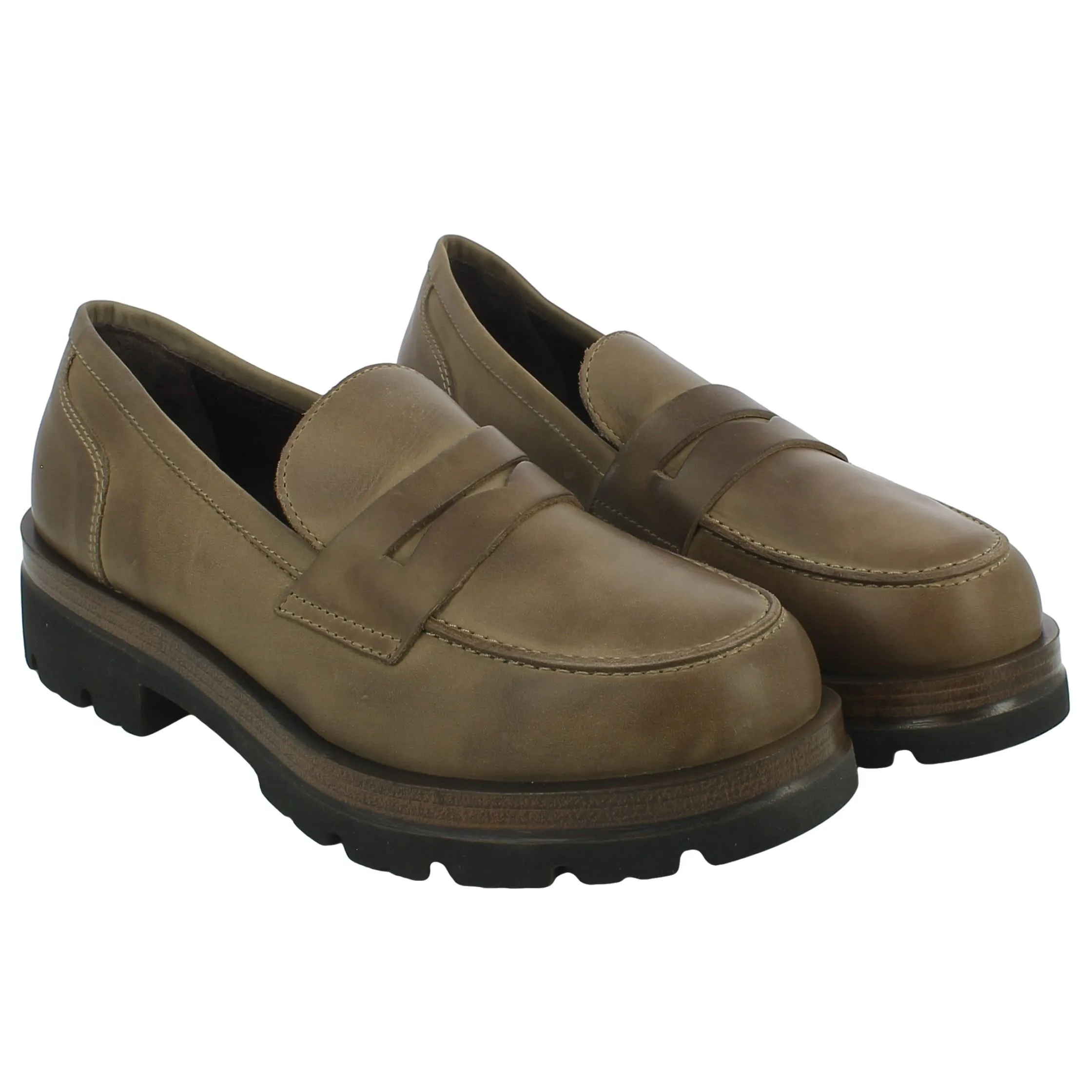 Igi&Co  Mocassino in pelle ingrassata taupe con para gomma 