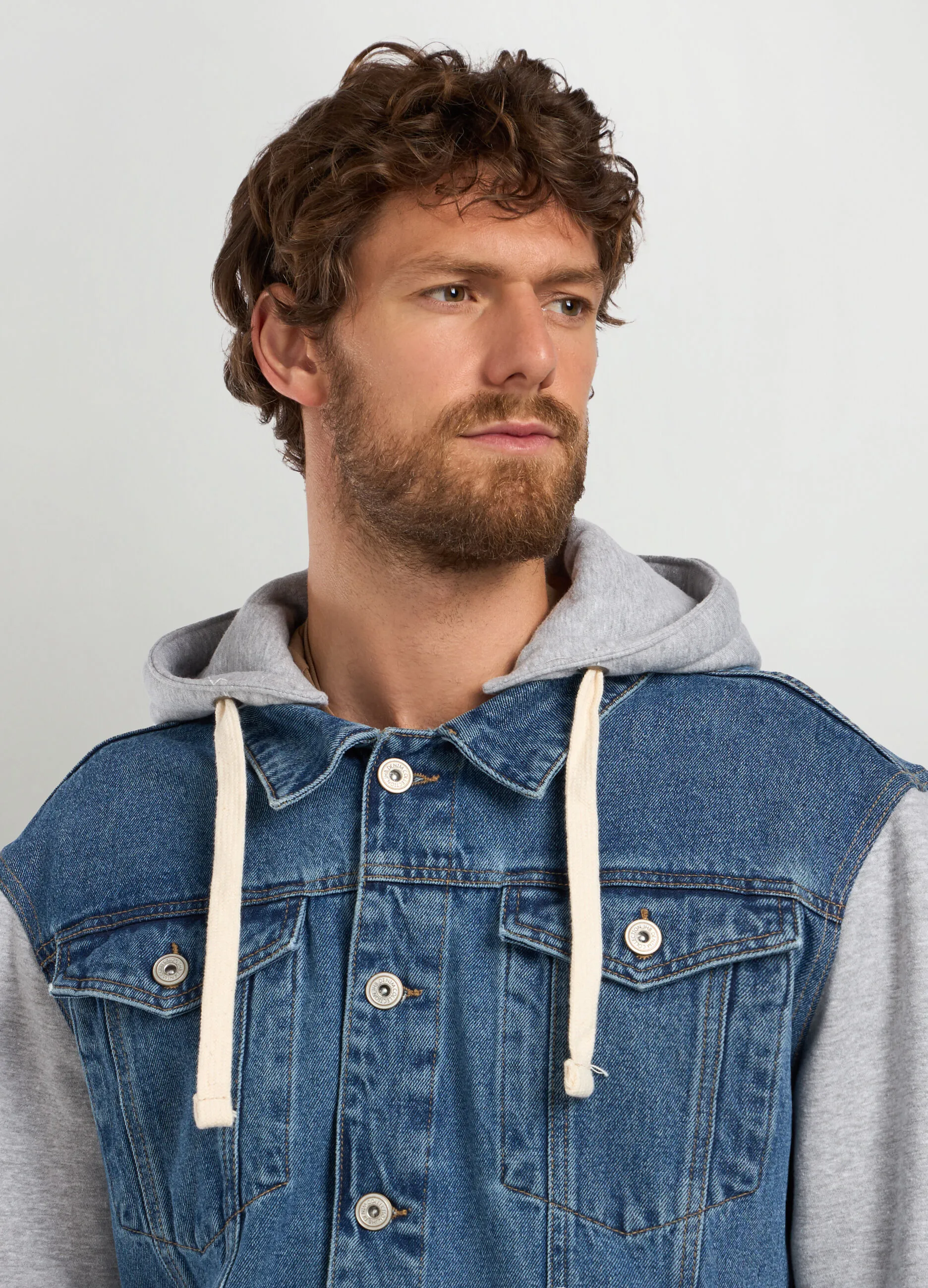 J. HART & BROS  Giacca ibrida in denim e felpa uomo