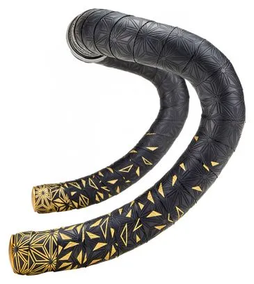 Nastro manubrio Supacaz Super Sticky Kush Star Fade Bling oro nero / oro + estremità manubrio