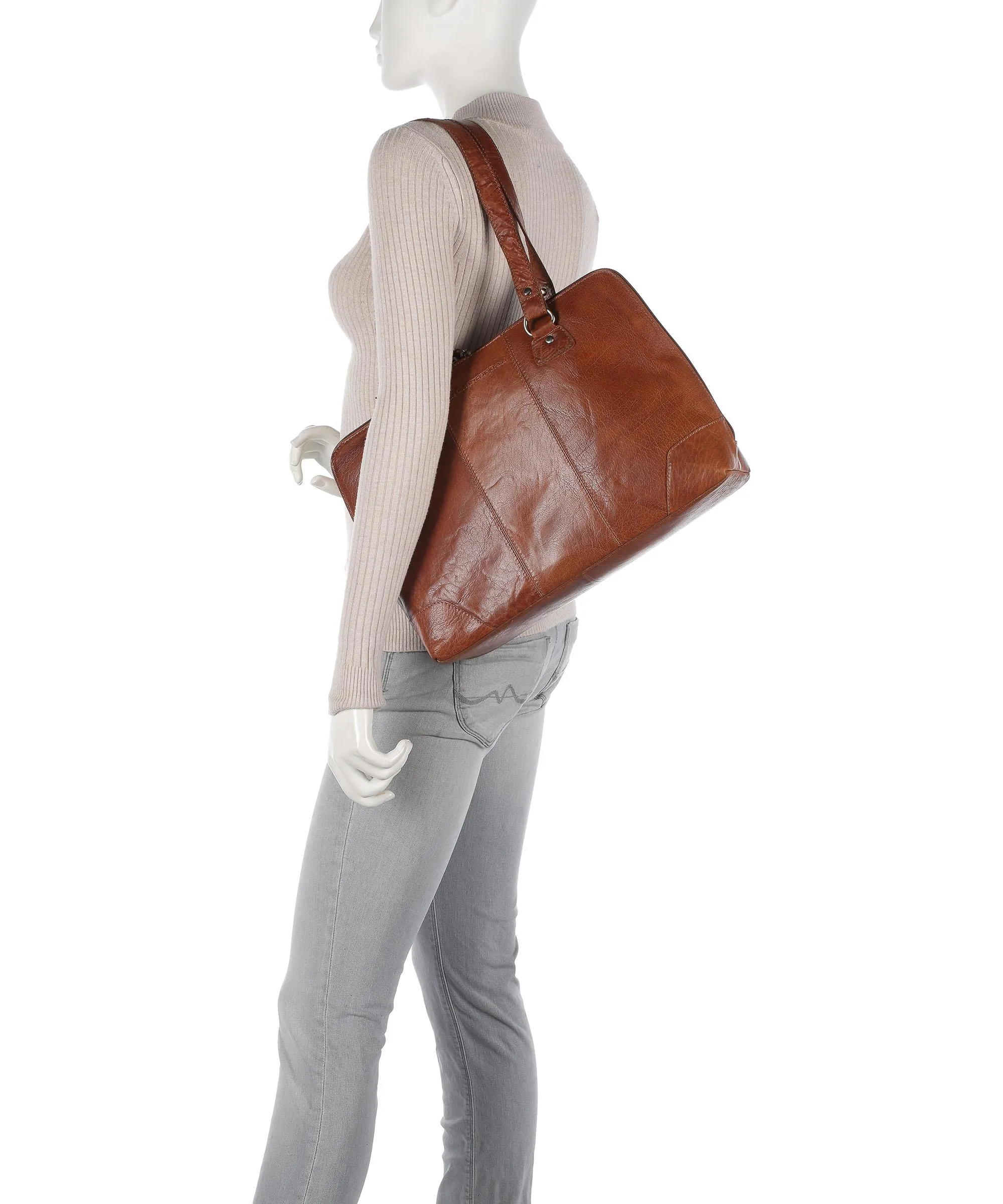  The Chesterfield Brand Resa Borsa shopper 13″ pelle di vacchetta grana cognac  