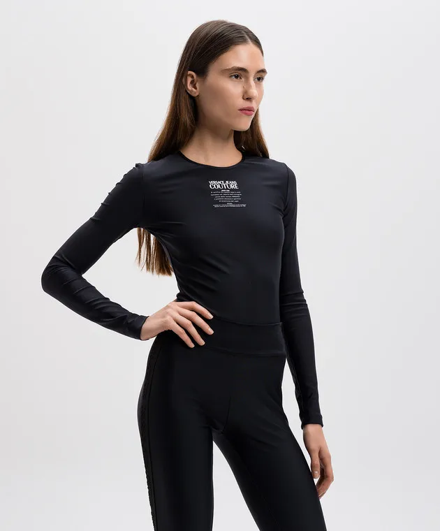 Versace Jeans Couture Body nero con stampa logo 77HAM221J0148